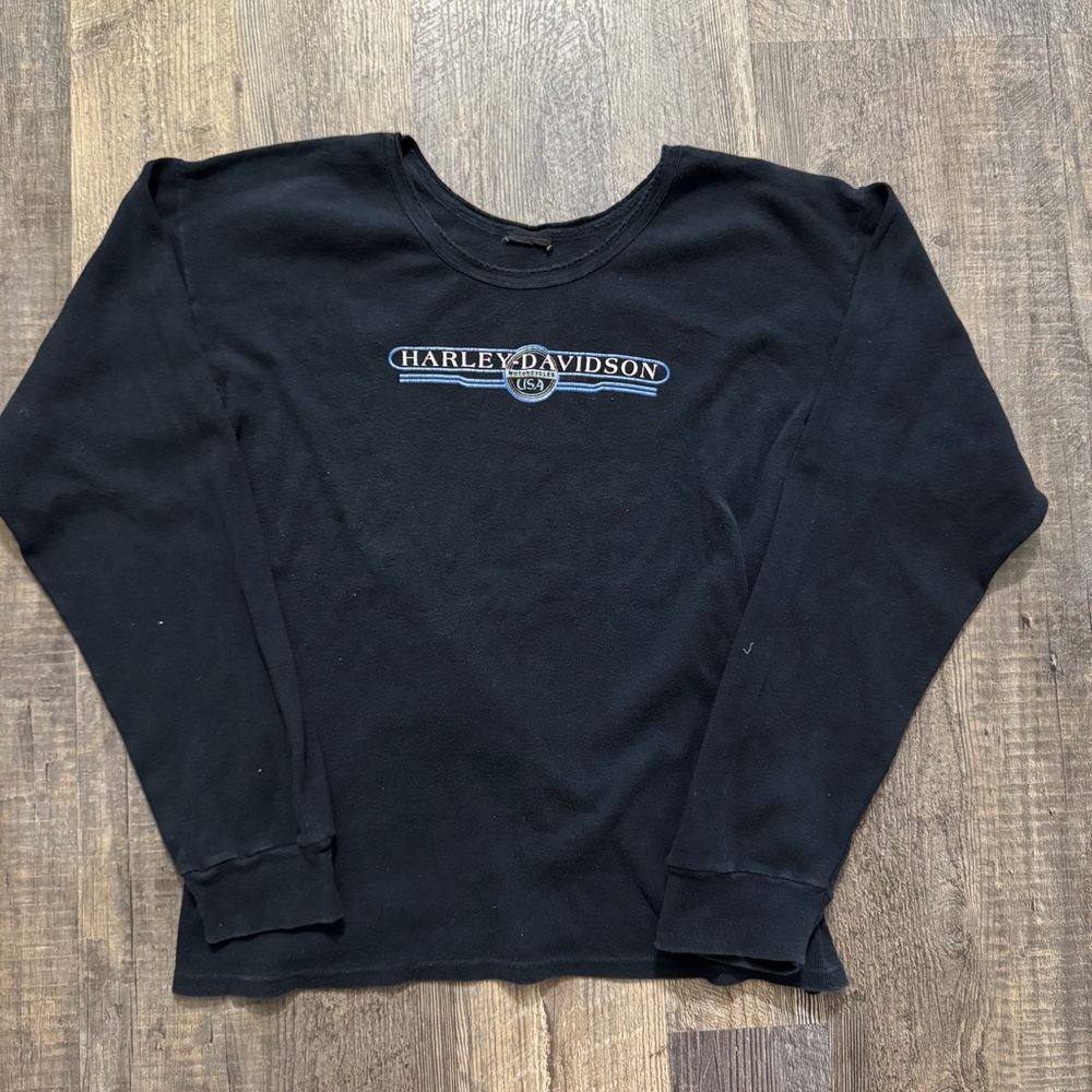 Women’s Vintage Harley-Davidson Black Long Sleeve Logo Tee